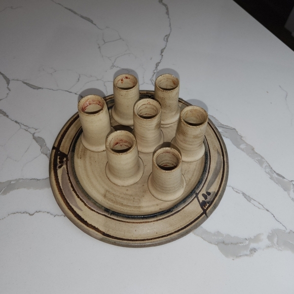 Vintage 1987 Danish Style Stoneware 7 Candle Holder Signed - Picture 9 of 9